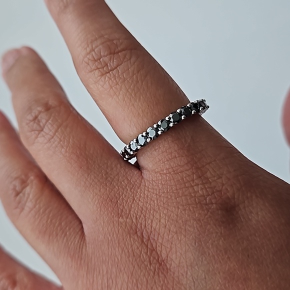 Black Moissanites Eternity Band - Picture 4 of 4